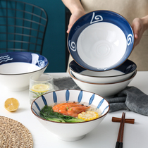 Japanese ramen bowl Household instant noodle bowl Creative ceramic hat horn bowl tableware Cute soup bowl High foot noodle bowl