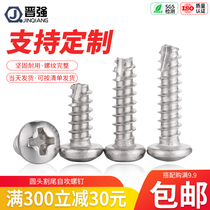 304 stainless steel cross round head cut tail self tapping screw PT disc head slotted screw lock plastic screw M3M4