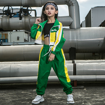 Girls jazz dance suit Korean version of the childrens performance clothing navel girl street dance clothing catwalk performance clothing spring and autumn tide brand