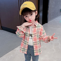 Girls plaid shirt 2021 new female baby spring and autumn cotton thin children long sleeve shirt autumn