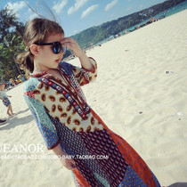 Mother and daughter dress 2021 summer new Boho ethnic style long dress Thailand vacation beach beach parent-child clothing trend