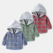 Boys shirt autumn coat small children autumn and winter shirt baby mens and womens coat hooded children tide dress