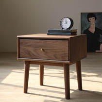  North American black walnut bedside table Modern simple single pumping bedroom furniture storage side cabinet small apartment Nordic bucket cabinet