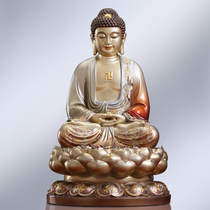 Shakyamuni buddha statue Bronze sculpture Buddha Shakyamuni Buddha Sambo Buddha Handmade enamel filigree inlaid Gold Buddha statue ornaments