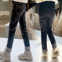 Girls  jeans new pants Womens spring and Autumn childrens flanging long pants Korean version of casual childrens foreign-style small pants