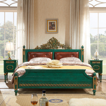 Eurobed Double Bed Solid Wood Master Bedroom 1 8 m Wedding Bed Peacock Green American Retro Light Luxury Leather Bed Modern Brief