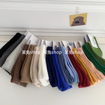 Boneless sewing head cotton cotton high cotton solid color simple Korea Joker INS medium tube four seasons socks women socks