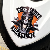 Cool cat knight creative electric car Harley motor vehicle decorative sticker personal cartoon waterproof car sticker