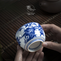 Jingdezhen Ceramic imitation ancient Qing flower masters cup pure handmade large number tea cup point worker hand-painted Jiutao Wufu Tea Drinking Cup