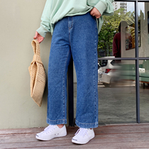 ALIN Custom Plus Size 2019 New Vintage Leg Jeans High Waist Women Fat mm Slim Loose Straight Long Pants