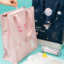 Hand-carried book bag Document bag Tote bag Canvas Primary school art tutoring Cram school make-up bag Oxford cloth Childrens large capacity boy female birth inspection packing bag Junior high school student homework learning bag