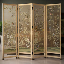 (Furnishings) Elm retro silk double-sided hand-painted fine pen partition screen hand-made Boutique