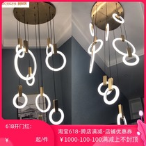Halo Jump Metal Villa Stair Long Chandelier Nordic Living Room Creative Art Restaurant Rotating Complex Chandelier