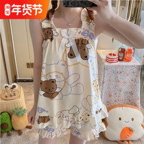 Korean version 2022 new sexy camisole pajamas female summer two-piece suit thin section home service spring and autumn