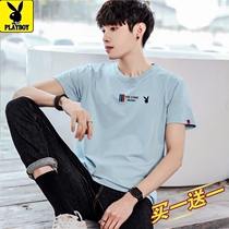 2022 new Playboy male short sleeve T-shirt pure cotton round collar with half sleeves Compassionate Tide Youth Blouse