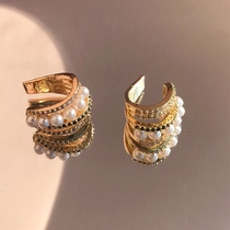 White Great Aunt 90 Small 100 Hitch Water Drill Pearl Earbone Clip Woman South Korea Fashion Temperament Without Ear Clip Earrings