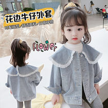 Girls denim shirt big collar doll shirt 2021 new Korean version of spring and autumn coat female baby foreign style coat