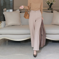 JOLIMENT Beige Fur Casual Pants Woman 2020 Autumn Winter New Lady Trendy With Van Straight Barrel Broadlegged Pants