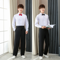 Choral dress Mens white shirt gown with national wind performance The big choir performs the chant of male high school students