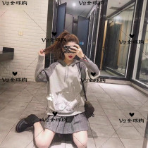 (V2) Thom Browne TB back tricolor wool stitching plus velvet sleeve hooded sweatshirt