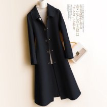 New black coat doll collar double-sided cashmere coat womens woolen coat slim long
