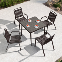 Outdoor Leisure Table And Chairs Combo Outdoor Patio Garden Dining Chair Balcony Open-air Shop Outside of the Iron Art Plastic Chair