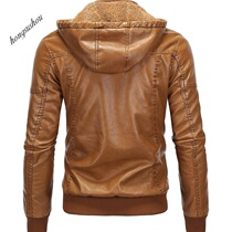 Removable hoodies leather jacket Mens leather coat 男士 男士 皮 皮 衣 衣 男士 男士 男士 男士 男士