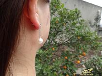 New to 9-9 5mm zircons long chain earrings white positive round Japanese flower beads gloss free