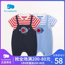 Liyingfang childrens clothing baby uniforms male and female babies go out to Ha clothes small fish patch fake two pieces of climbing clothes thin summer clothes