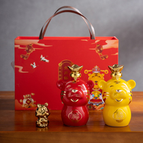 Jingdezhen Ceramic Wine Bottle Duozodiac Tiger A Catty White Wine Empty Bottle Seals Home Wine Jug Wine Altar Gift Box