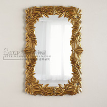European luxury bathroom mirror Bathroom mirror Entrance decorative mirror Wall-mounted makeup mirror Square carved wall decoration customization