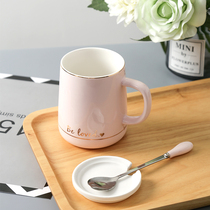 Ceramic Mark cup Coffee water glass with cover spoon Nordic tennis Red ins couple student mug briefs for men and women