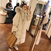 Mid-length over-the-knee quilted jacket female student Korean loose down cotton clothes 2020 new winter big fur collar jacket female