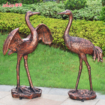 Outdoor garden FRP simulation crane ornament courtyard rockery pool landscape imitation copper sculpture decoration crafts