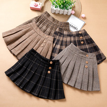 Korean girls skirt pleated skirt 2021 summer childrens foreign style plaid wild short skirt girls wear skirts outside