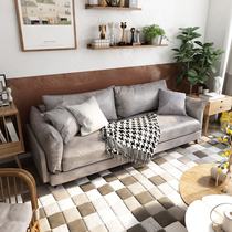 Modern simple fabric sofa small apartment Nordic living room double three net red rental apartment simple sofa