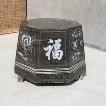Stone carving wellhead well circle Bluestone antique water well well along the courtyard decoration octagonal old well platform Old stone stone wellhead