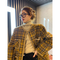 sandro tonali small fragrance plus velvet jacket womens winter Korean version of retro port tweed medium-long top