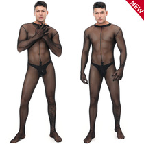 Mens Transparent Clothing Socks points Pivot Splicing Male Slim 0D tight fit Sox clothing fine mesh yarn Long sleeves Perspective
