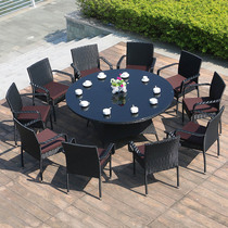 Balcony rattan chair outdoor leisure simple open-air courtyard restaurant hotel dining table and chair large round table one table ten chairs dining chair