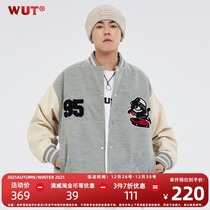 (WUT official store) winter series original rose cub illustration Three-dimensional heavy embroidered baseball jacket