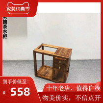 Okan walnut solid wood tea cabinet tea rack mobile tea table side cabinet kettle frame Chinese all solid wood
