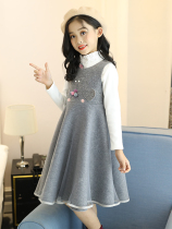 Girls woolen vest dress autumn and winter clothes New Red childrens Princess foreign style vest dress