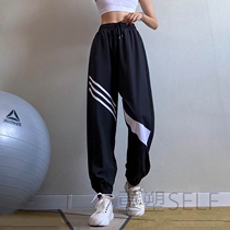Sports trousers womens loose high waist spring and autumn thin fitness yoga pants closed foot running casual Haren pants tide
