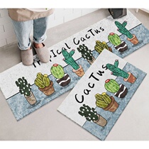 Tianjin slow Yue slow Yue home textile eight Cactus ice velvet kitchen floor mat two-piece set-slow Yue