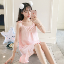 Princess Wind Pure Cotton Sleeping Dress Woman Summer Sexy Harnesses in Long Family Guy Costume Spring Autumn Slim short sleeve pyjamas can be worn outside