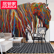 Nordic modern simple abstract horse seamless mural wall cloth living room sofa background wall personalized customization