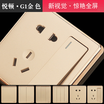 Type 86 wall concealed five-hole socket panel household single-open switch one-open double-control two-open three-hole golden three-hole