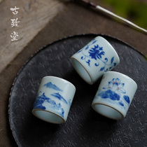 Guzitang hand-painted blue and white cover set purple sand teapot cover Bowl ceramic pot cover tea pad Kung Fu tea