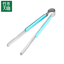 Bamboo and wood coffee outdoor household barbecue tools Korean barbecue clip Stainless steel clip picker Barbecue accessories